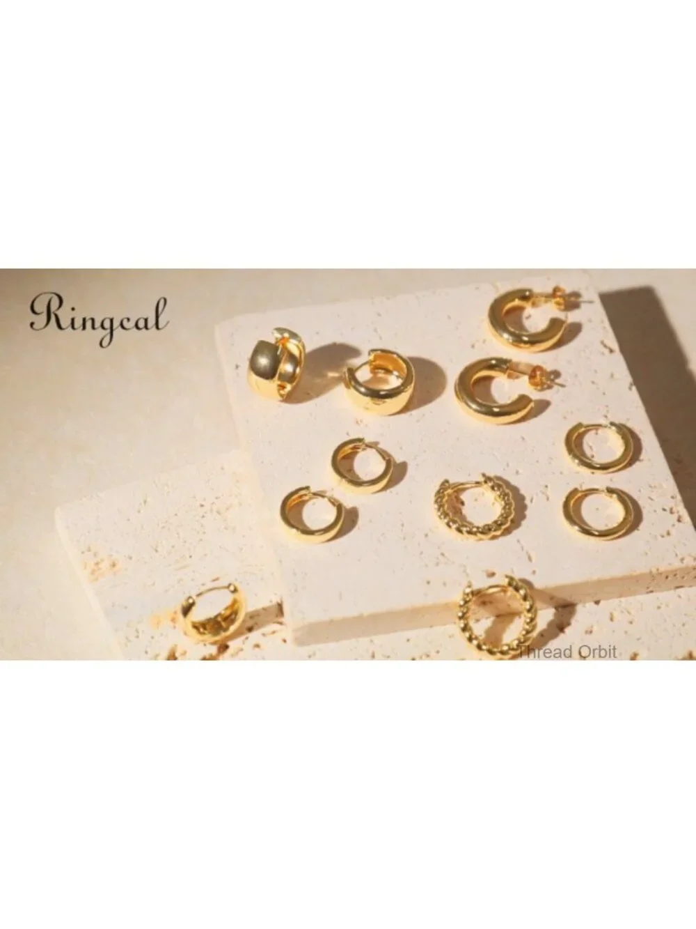 6 Pairs Gold Plated Huggie Earrings Set Hypoallergenic Chunky Twisted Hoops for